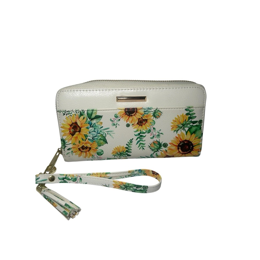 sunflower wallet Women's Zip Around  Card Holder Organizer Zip Around Clutch